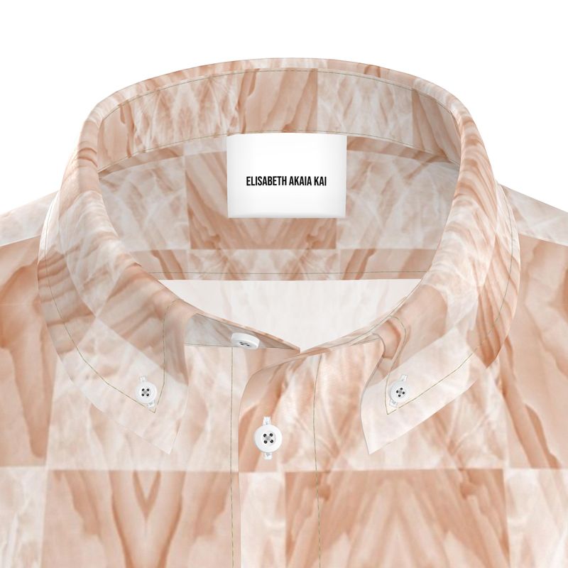 Men's Marbled Silk Short Sleeve Shirt (Beige)