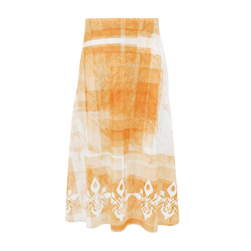 “Tabula Illuminata” Long Midi Skirt (Orange)