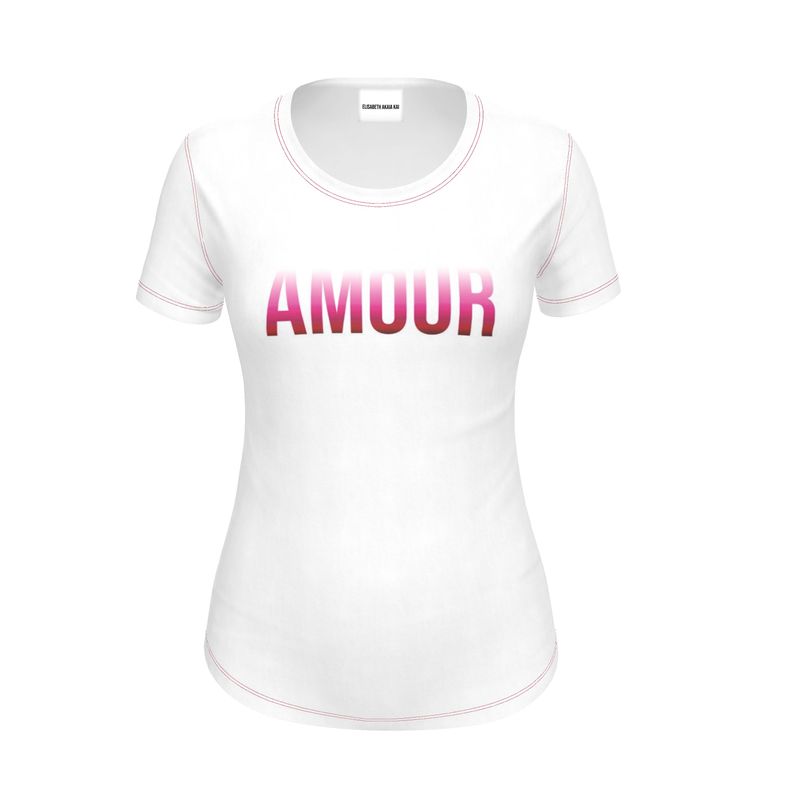 "AMOUR" T-shirt in 160g Recycled Poly Jersey, Round Neck