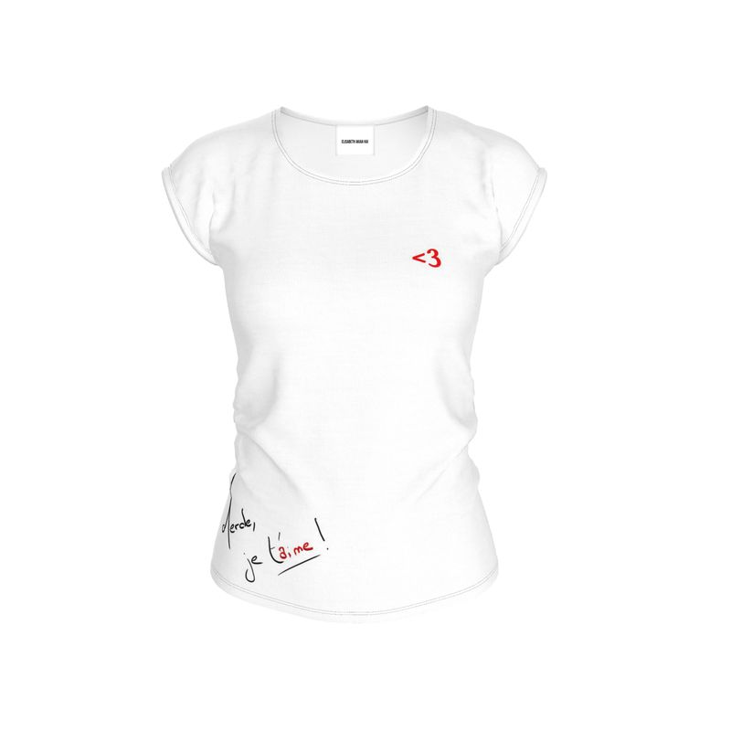 Women's White T-shirt "Me*de, I love you"