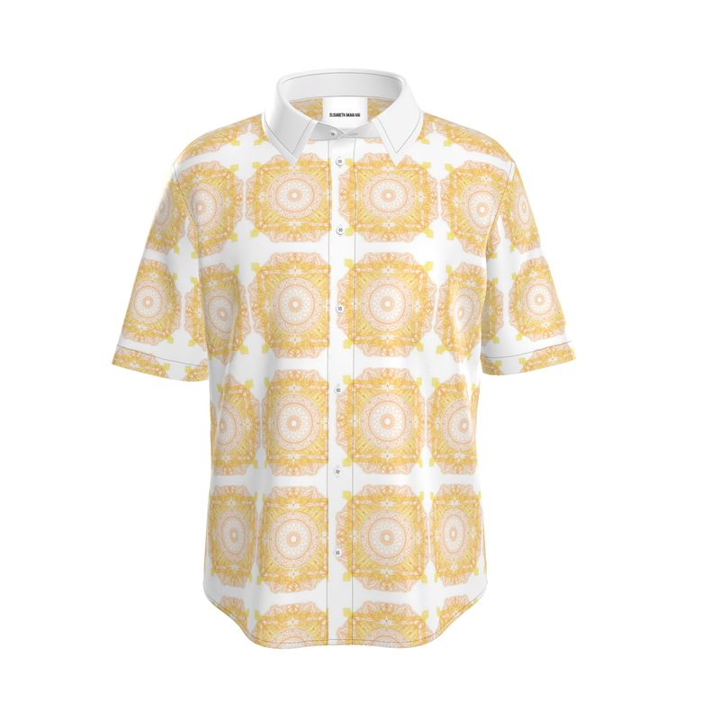 Short Sleeve Silk Shirt “Solis Noctis Aurum” (White)