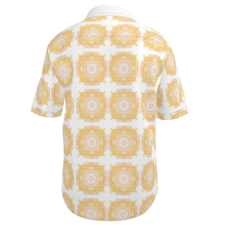 Short Sleeve Silk Shirt “Solis Noctis Aurum” (White)