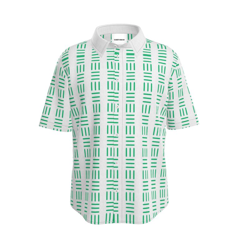 Aquae Versus Natural Linen Short Sleeve Shirt (Green) 