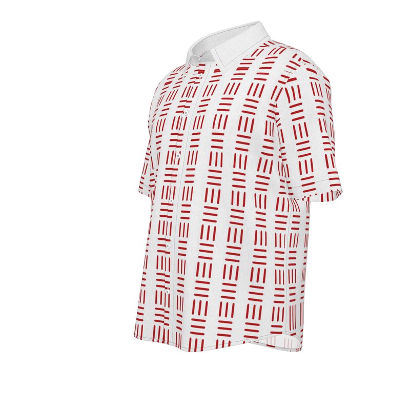 Aquae Versus Natural Linen Short Sleeve Shirt (Red) 