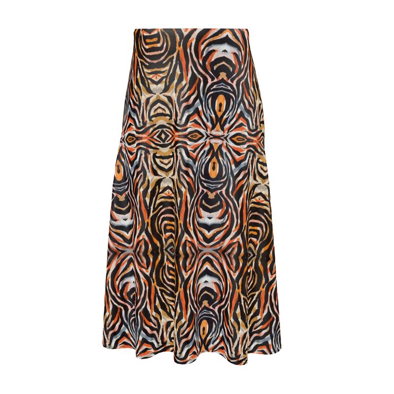 “Zebra Iris” Long Midi Skirt