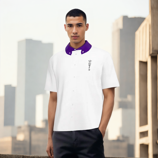 “Nobilitas” Cotton Satin Short Sleeve Shirt (Purple)