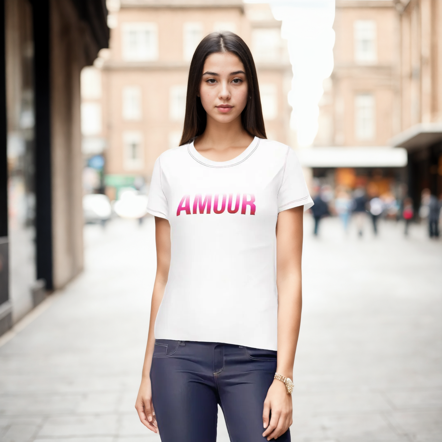 T-shirt "AMOUR" en Poly Jersey Recyclé 160g, Col Rond