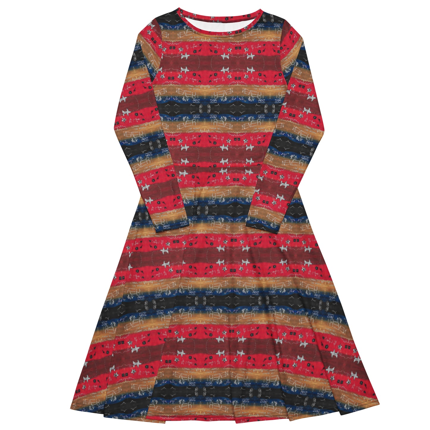 Oya - Long-sleeved dress with all-over print