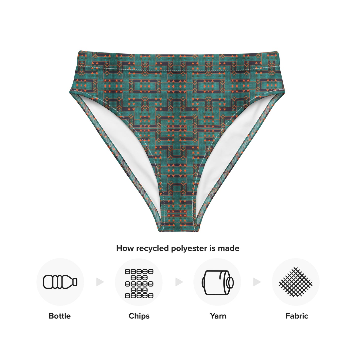 Labyrinthe Emeraude - Eco-friendly high-waisted swimsuit bottoms