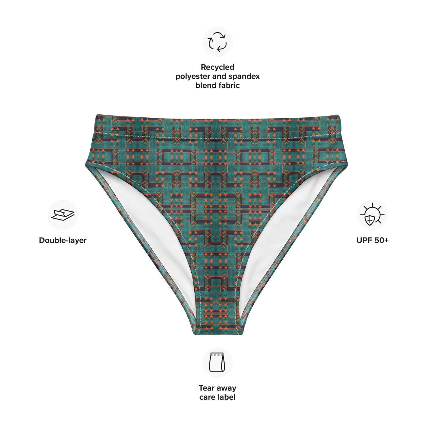 Labyrinthe Emeraude - Eco-friendly high-waisted swimsuit bottoms