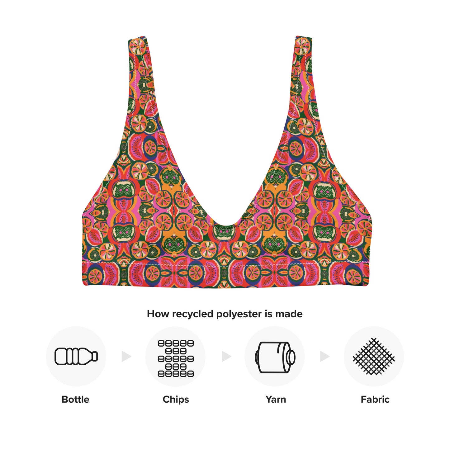 Eco-responsible padded swimsuit top "Frutus Solis"