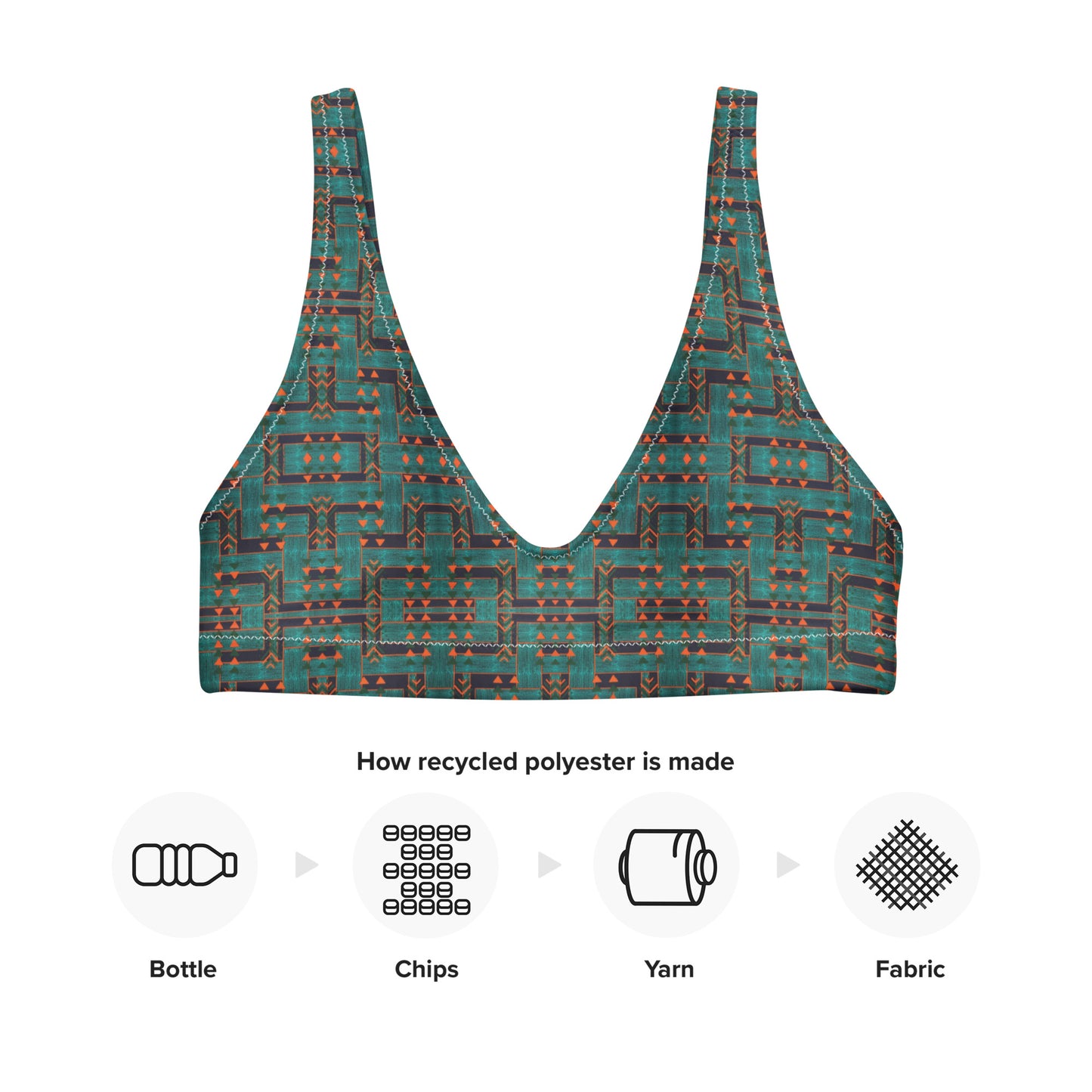 Emerald Labyrinth - Padded eco-friendly swimsuit top 