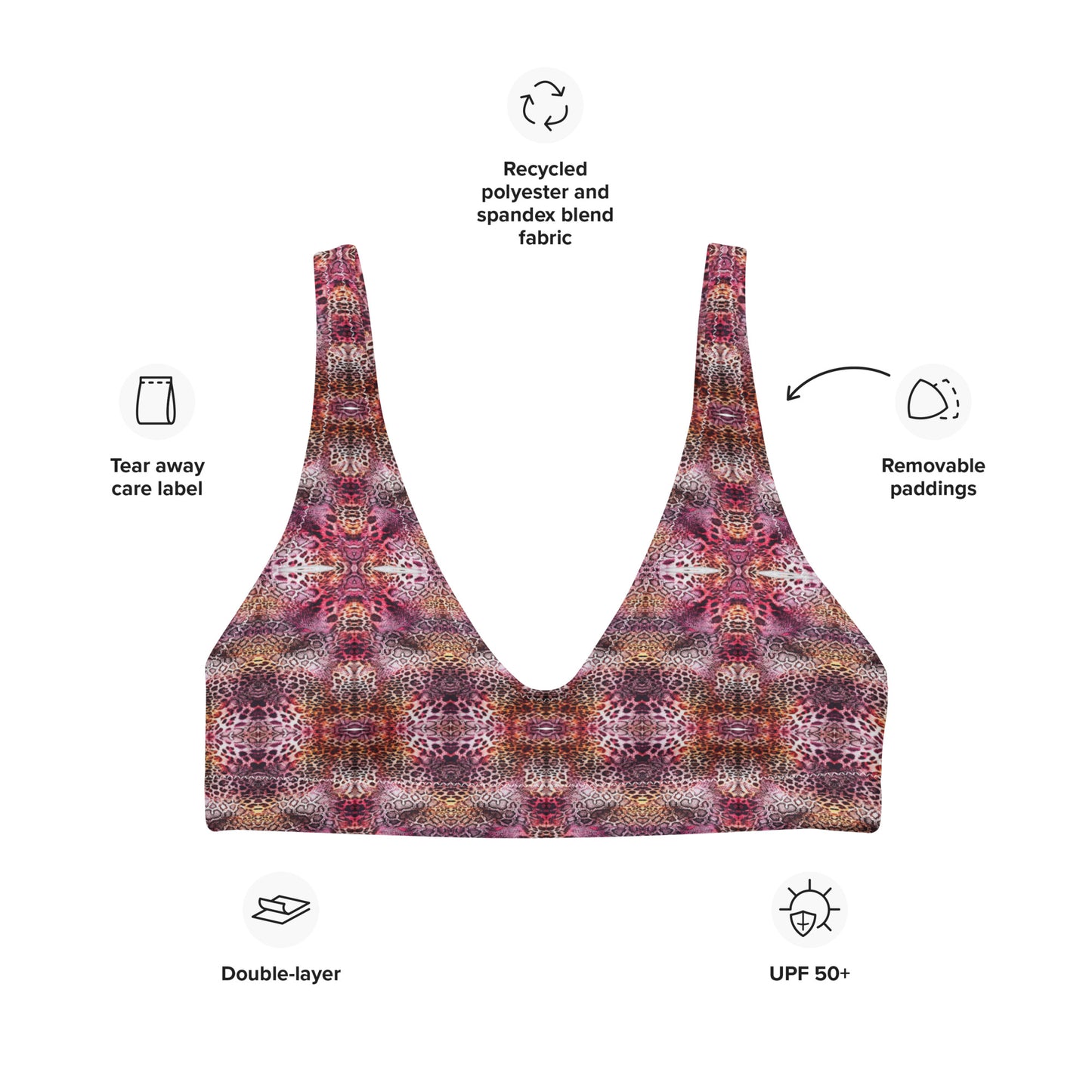 Eco-responsible swimsuit top "Equus Rosaceus"