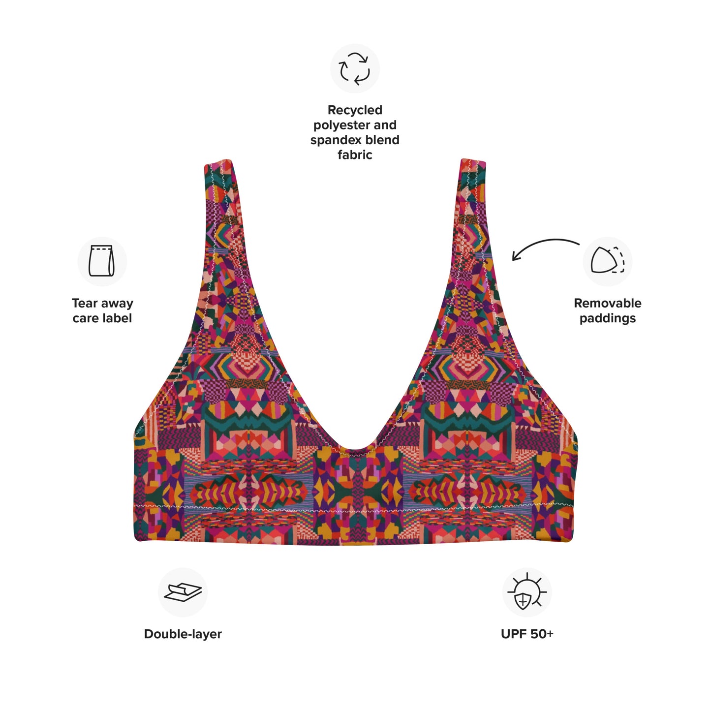 Eco-responsible padded “Solis Ruber” swimsuit top