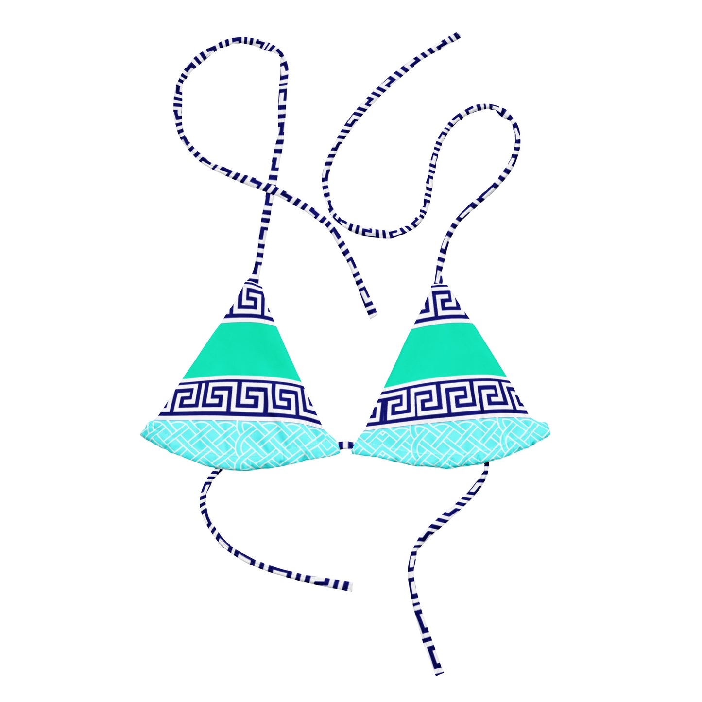 Eco-responsible “Undas Gladiatores” Padded Bikini Swimsuit Top (Blue)