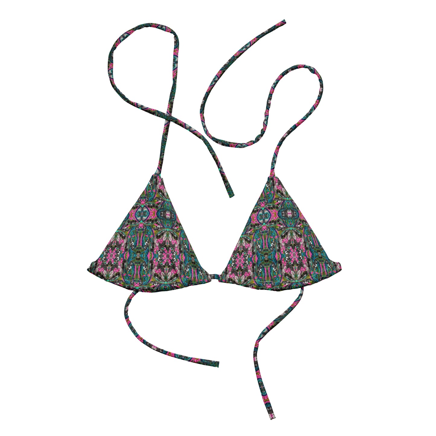 Eco-responsible padded swimsuit top "Flos Tropicalis"