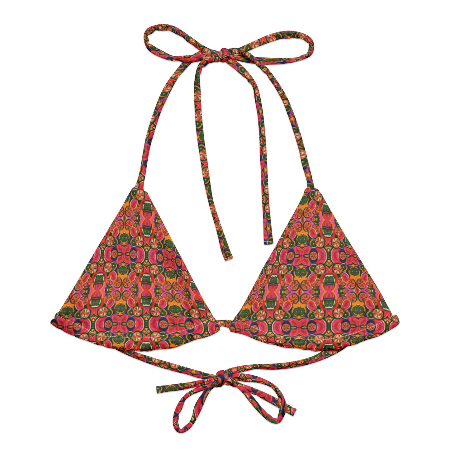 Eco-responsible all-over padded swimsuit top "Bikini Palmes Exotiques"