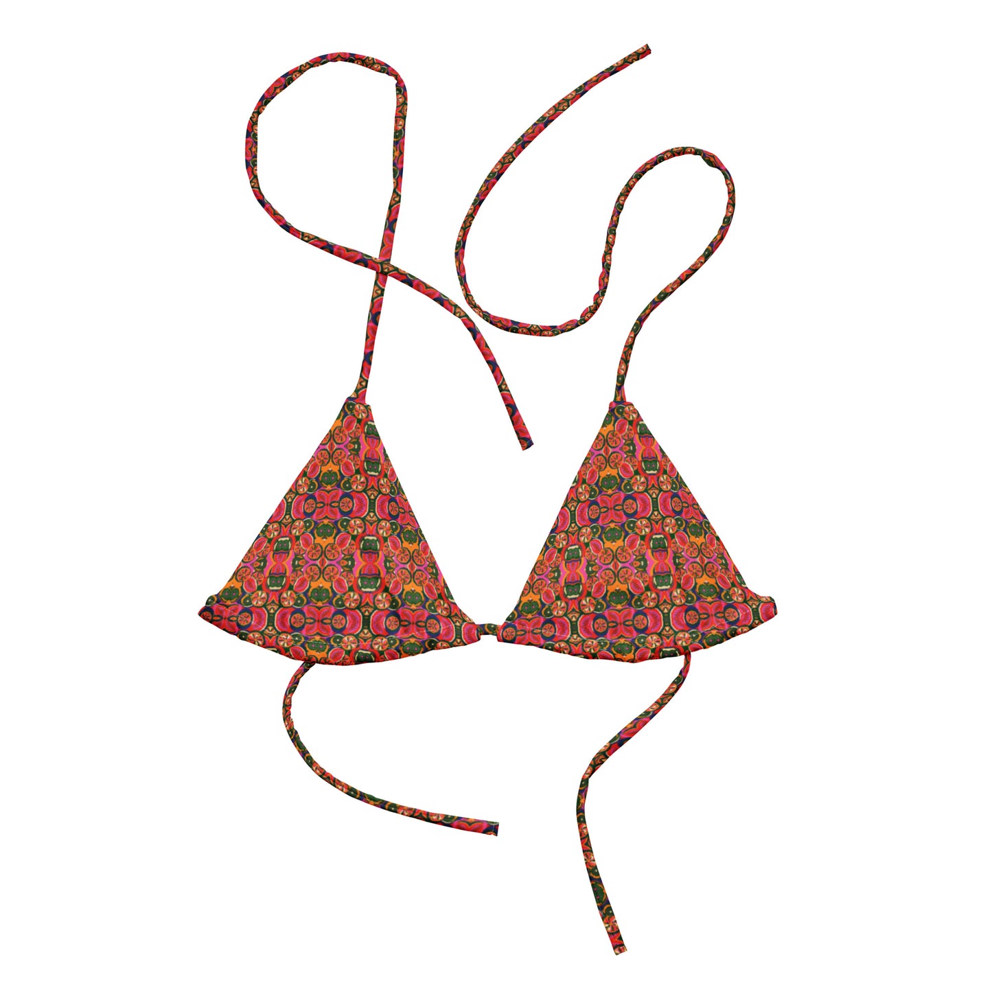 Eco-responsible all-over padded swimsuit top "Bikini Palmes Exotiques"