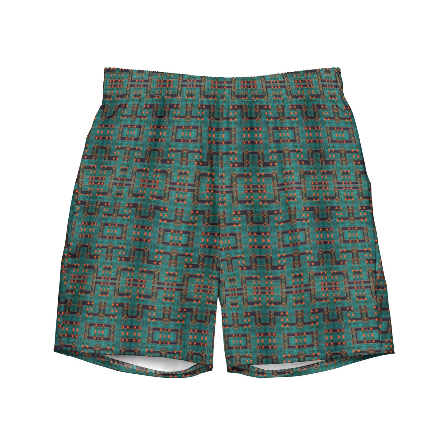 Men's All Over Recycled Swim Shorts - Emerald Labyrinth