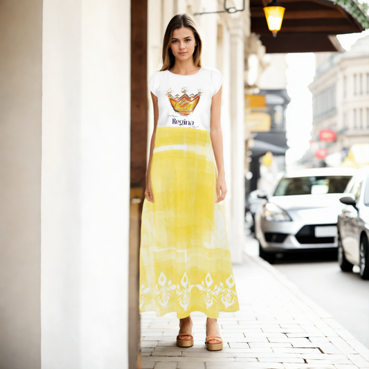 “Tabula Illuminata” Long Midi Skirt (Yellow)